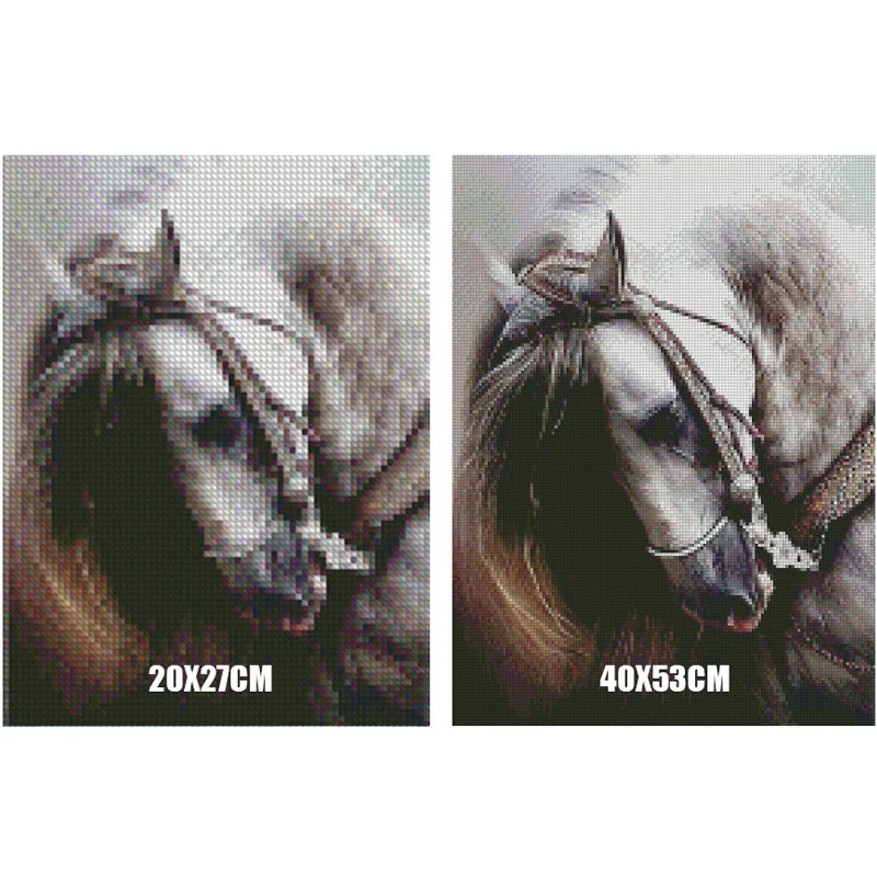 Алмазная мозаика 5D сделай сам картина из страз с изображением лошадей стразы