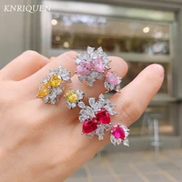 vintage luxury design 925 sterling silver topaz ruby gemstone rings for women charms cocktail party wedding band fine jewelry