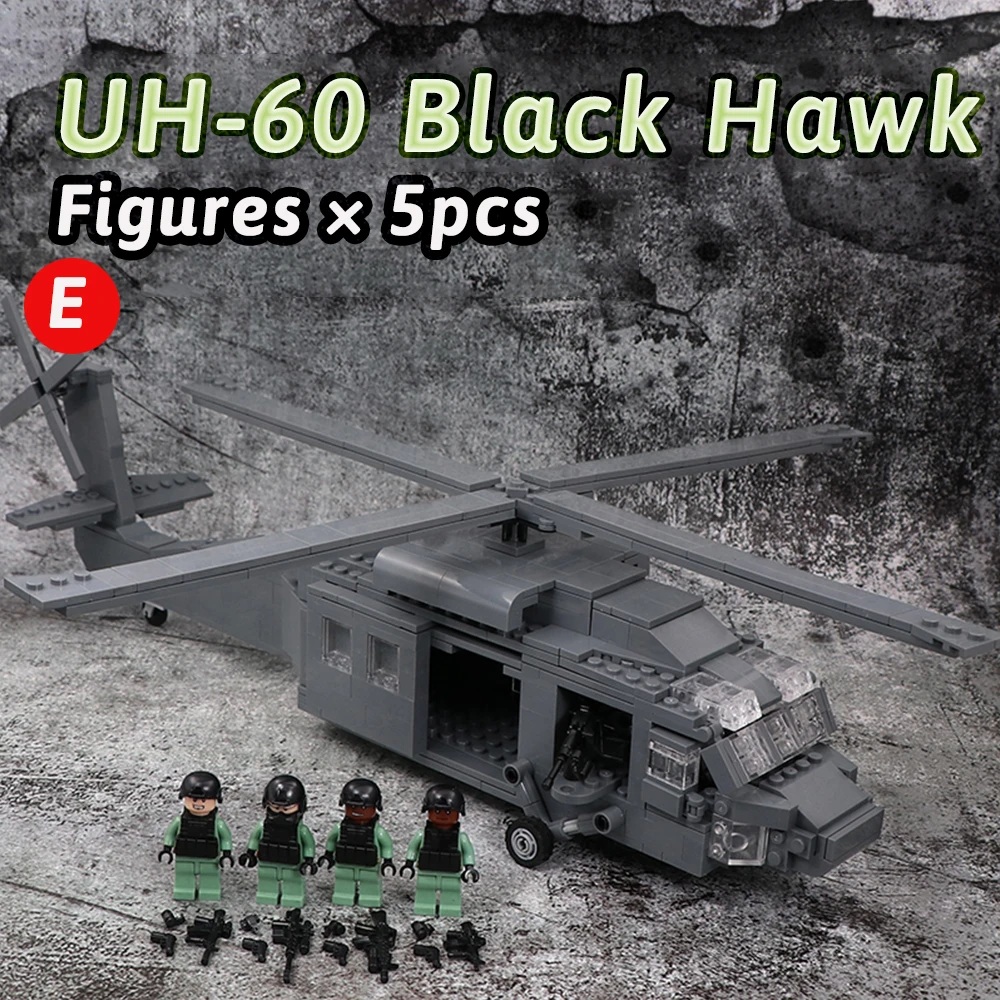 

MOC Building Blocks wwII military Tiger Tank Minifigures with Weapons UH-60 Black Hawkz Fighter Model DIY Bricks figurs Set toys