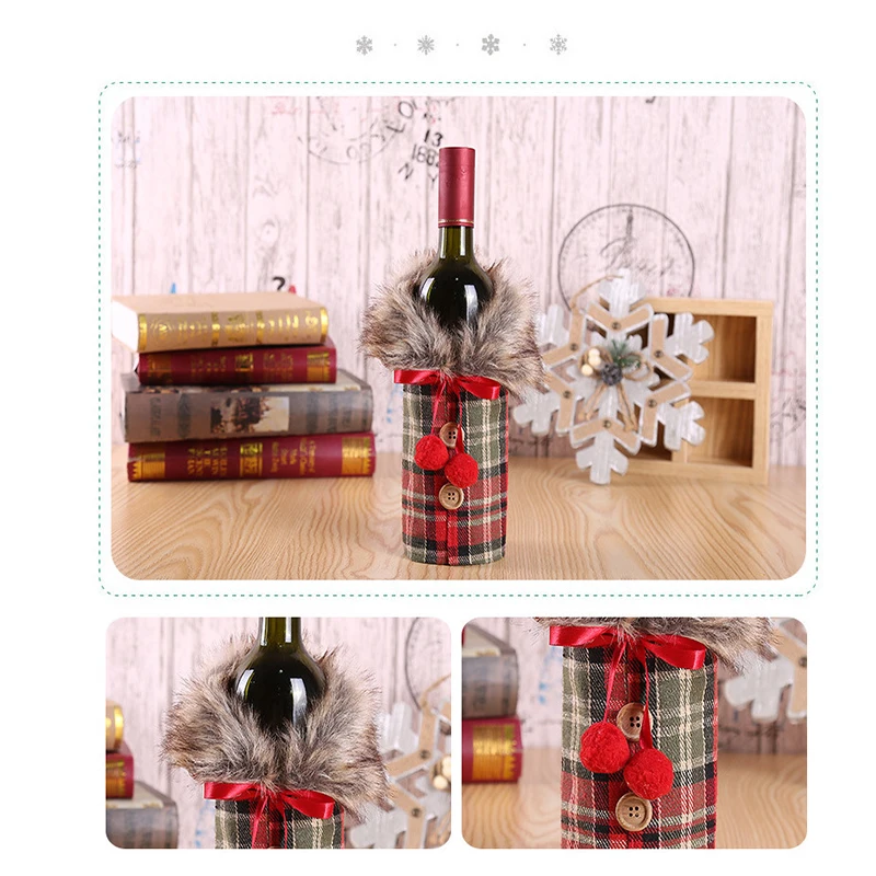 Рождественские украшения для дома Настольный Декор ужина винный чехол вечерние
