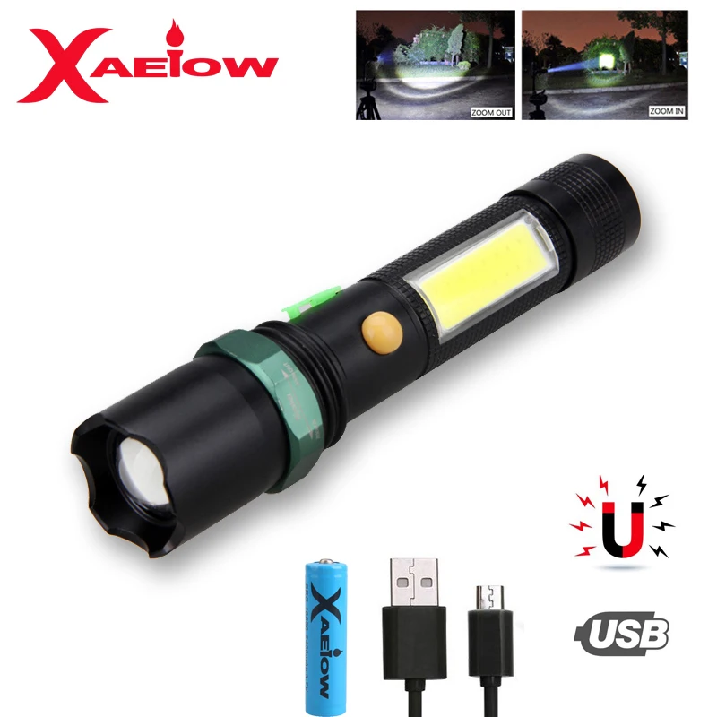 10 Вт вспышка 4 режима Zoom T6 COB светодиодный светильник USB Перезаряжаемый 18650