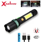 10 Вт вспышка 4 режима Zoom T6 COB светодиодный светильник USB Перезаряжаемый 18650 аккумулятор фонарь светильник Магнитная адсорбционная лампа