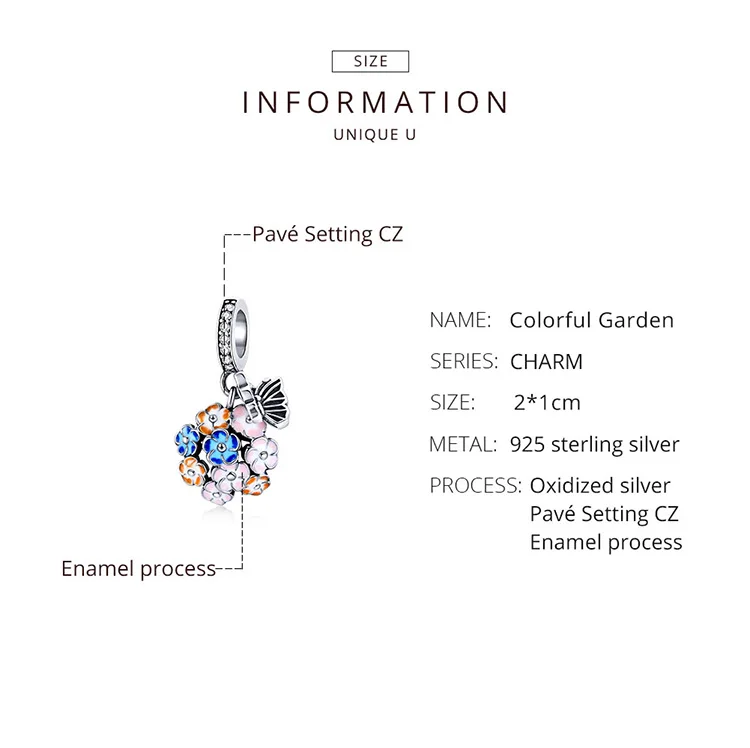 WOSTU 100% 925 Sterling Silver Bead Colorful Flower Charm Pendant Fit Original Bracelet Necklace DIY Jewelry CQC1702 |