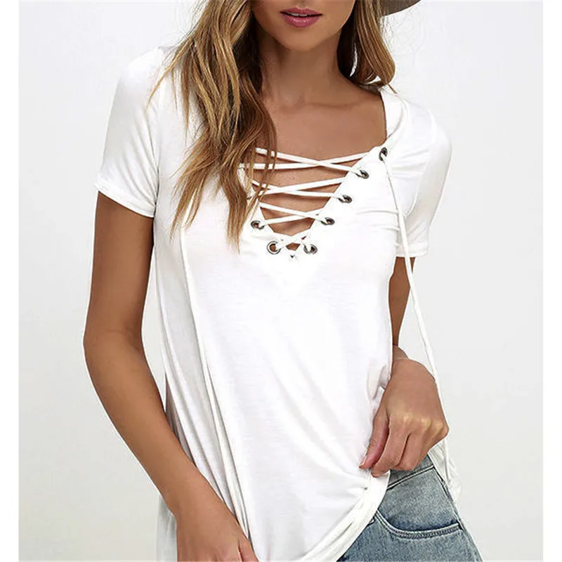 Модный женский свободный пуловер с коротким рукавом и v-образным вырезом