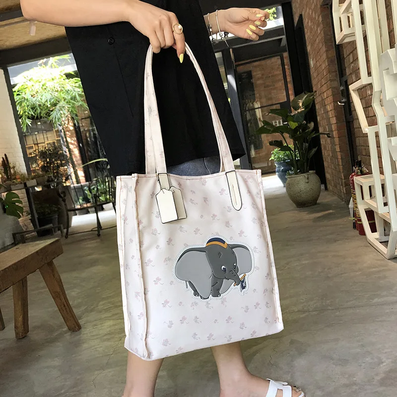 Холщовая Сумка тоут Disney Дамбо вместительная дамская сумочка повседневный