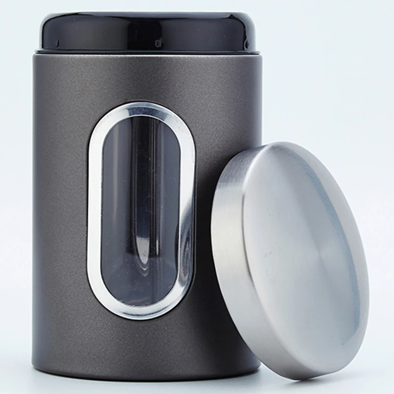 

3Pcs 11X16.5Cm Stainless Steel Storage Tank High-Grade Fresh-Keeping Sealed Tea Coffee Canisters Storage Box Organization