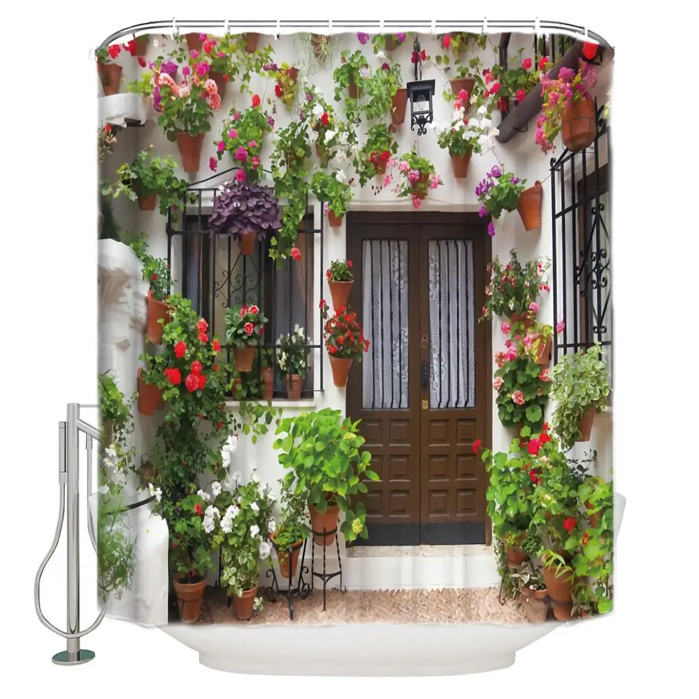 Итальянский Декор занавеска для душа старый двор в Риме Италия кафе стулья