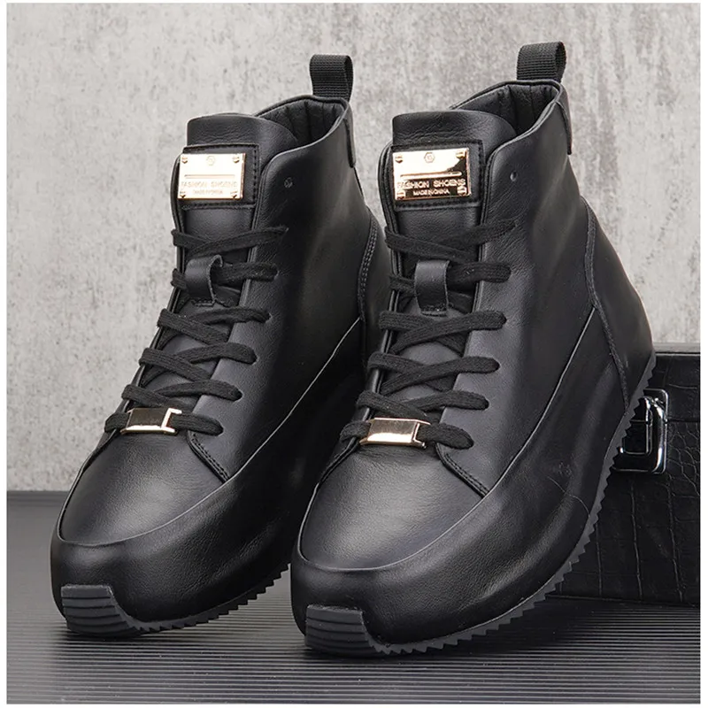 Мужские высокие кожаные кроссовки в стиле хип-хоп повседневная обувь на