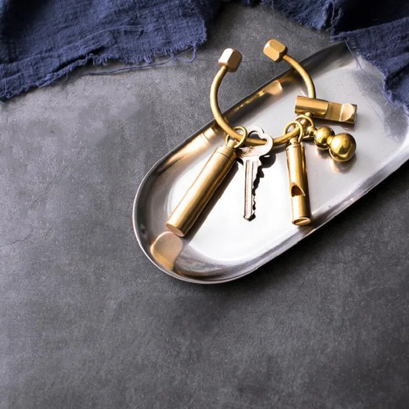 Латунный Простой Круглый держатель для ключей в скандинавском стиле ручной