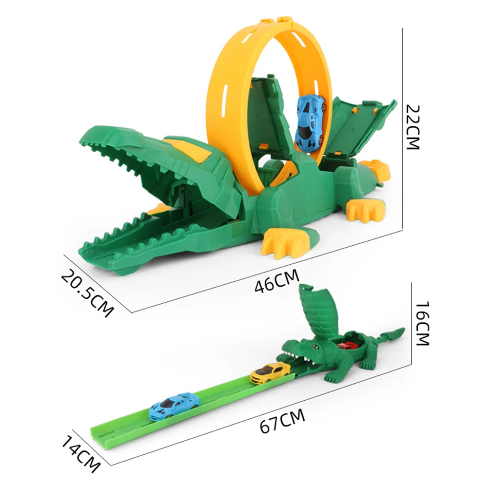 

DIY Crocodile Assembled Toy Model Track Pull Back Car Children's Educational Crocodile Shape Track + Toy Car Model Set Baby Toys