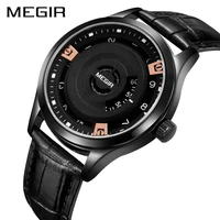 megir new men watch top brand luxury leather engraved dial military watches clock male erkek kol saati relogios 1067