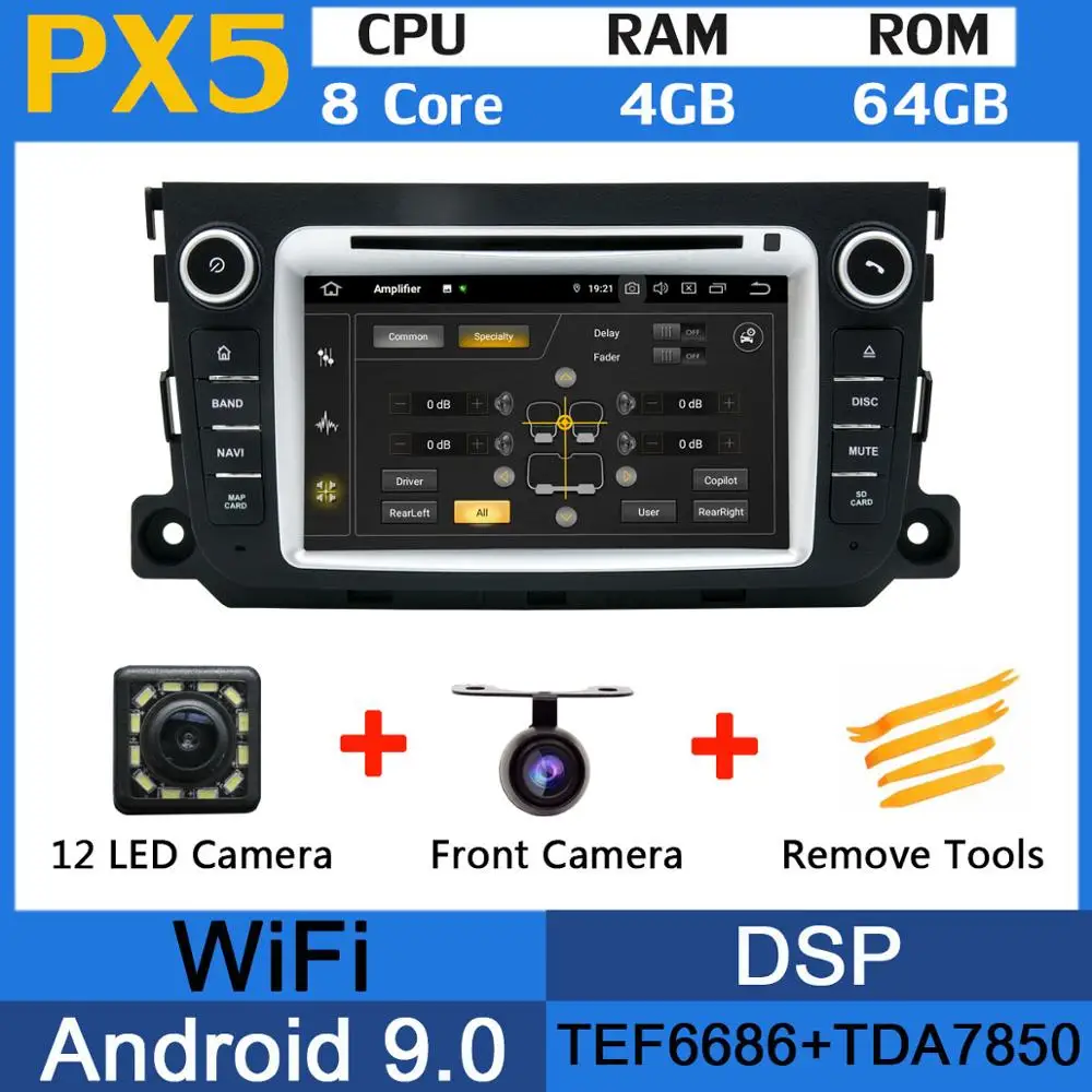 PX5 5 USB порт PX6/Восьмиядерный 4 Гб ОЗУ Android 9,0 автомобильный dvd-плеер для Mercedes Benz Smart Fortwo 2011 2012 2013 Автомобильный gps Радио DSP - Цвет: PX5