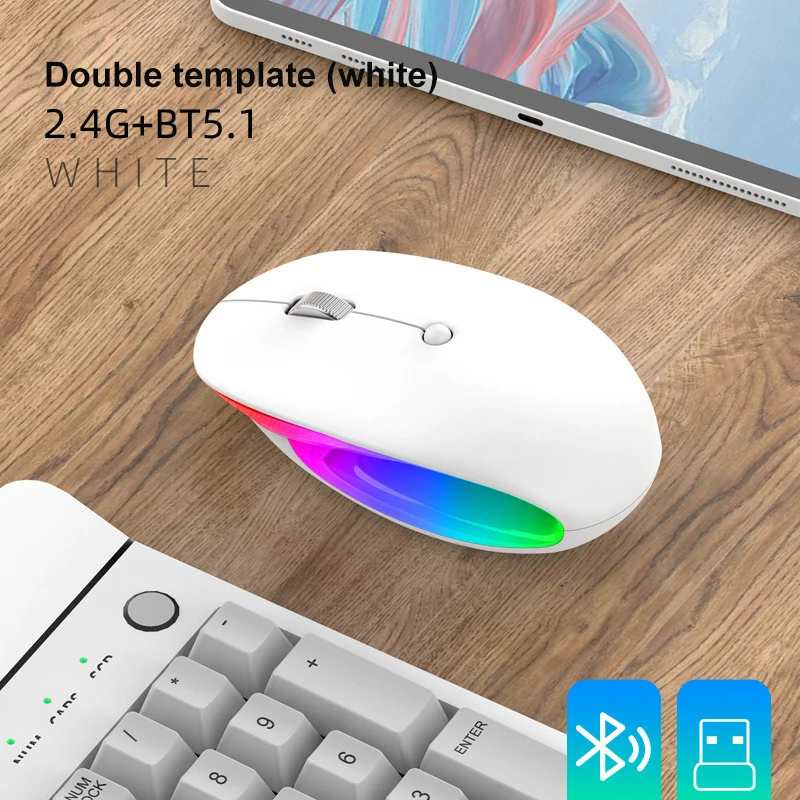 

Wireless Mouse Bluetooth-compatible Marquee Mouse 5.1 Dual-mode Mouse Wireless Metal Roller Gaming TPE-C Mouse For Laptop PC
