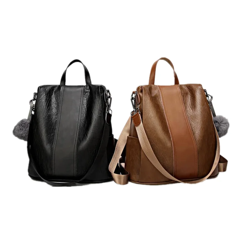 

Women Bag Female Backpack Classic PU Leather Anti-theft Black Brown Color Backpacks Multifunction Fashion Shoulder Bag For Lady