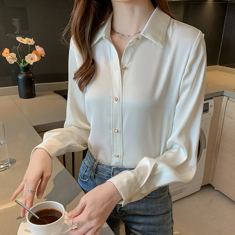 Женские рубашки 2021 осенние элегантные офисные блузки с длинным рукавом во