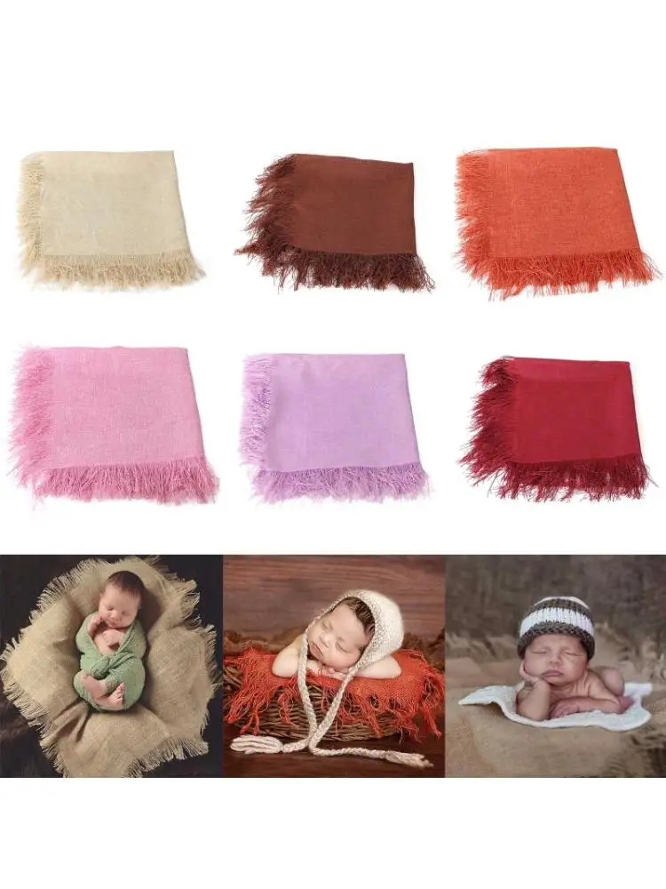 

23GD Newborn Photography Props Shower Gifts Infants Sleeping Swaddle Wrap Baby Tassel Receiving Blanket