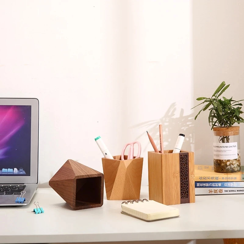 

Wooden Crafts Office Decorations Bamboo Pen Holder Storage Box Photography Photos Props Teacher's Day Gift Stationery Pen Holder