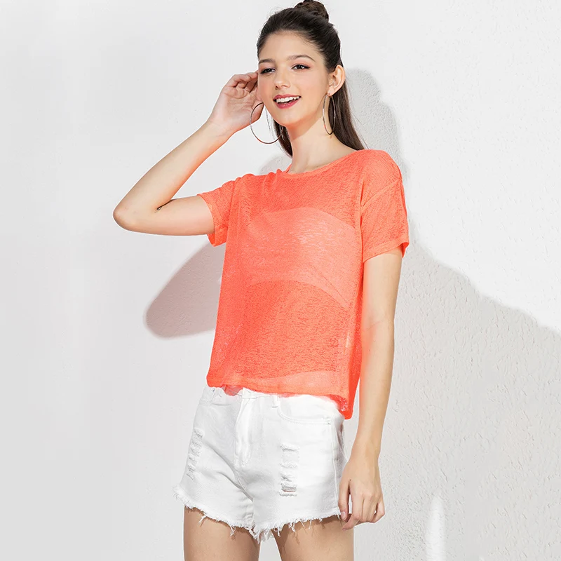 Heliar Прозрачная женская Повседневная сетчатая ажурная блузка блестящая