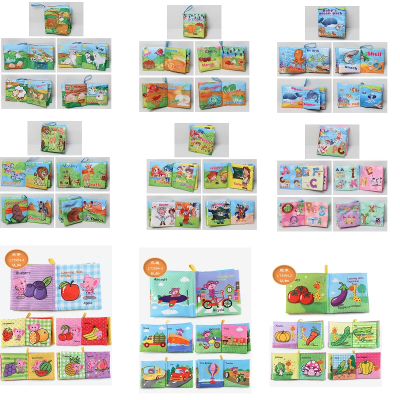 Детские погремушки для мобильных телефонов Мягкая книга из ткани о животных