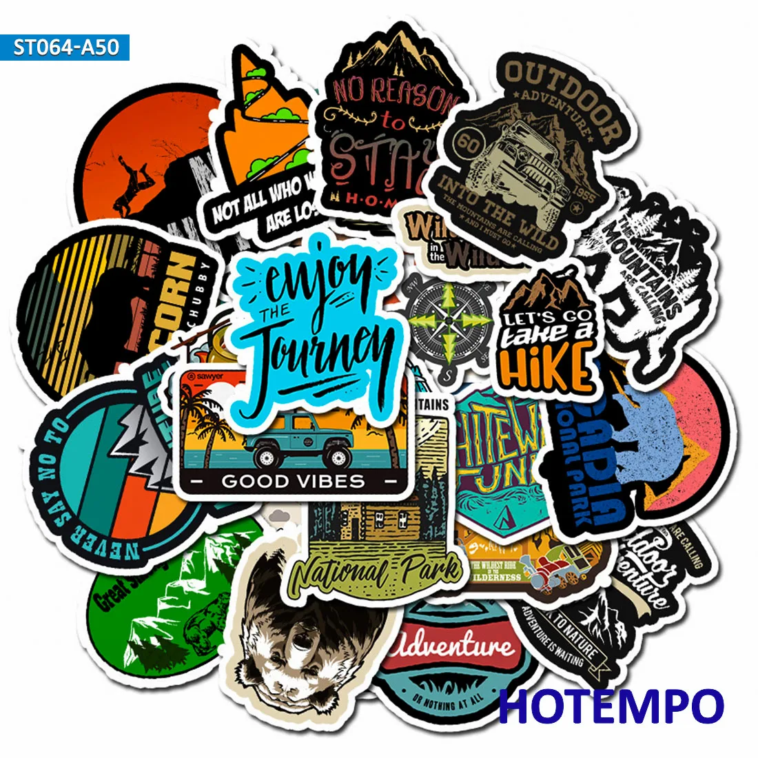 

50pcs Outdoor Wild Camping Adventure Climbing Travel Landscape Stickers for Mobile Phone Laptop Luggage Guitar Case Art Stickers