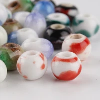 20pcs 8mm ice cracked ceramic spacer beads large handmade porcelain diy hole beads jewelry accessories