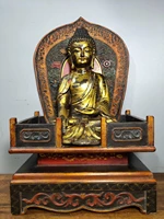 19 tibet buddhism temple old bronze gilt painted statue of shakyamuni buddha old lacquer buddhist altar enshrine the buddha