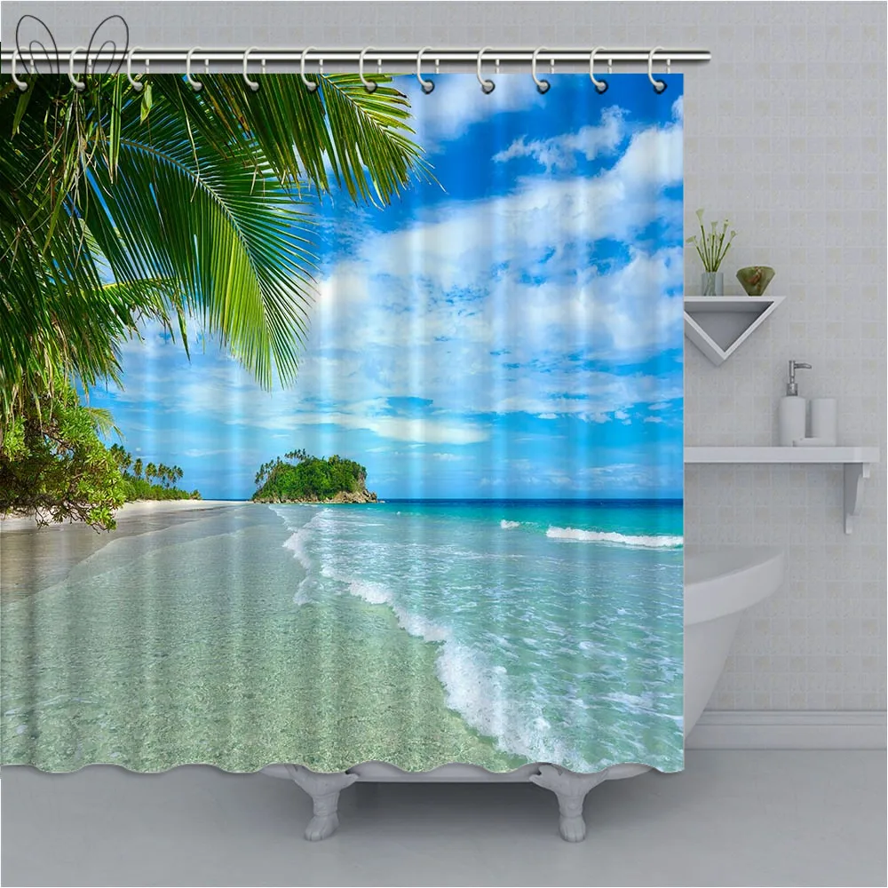 Beautiful Island Cool Tropical Beach waterproof shower curtains bathroom products polyester bathroom shower curtain