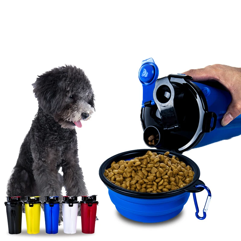 

Pet складная бутылка для воды Портативный типа «два-в-одном» Еда контейнер складного силиконовая чаша для кормления домашних животных для от...