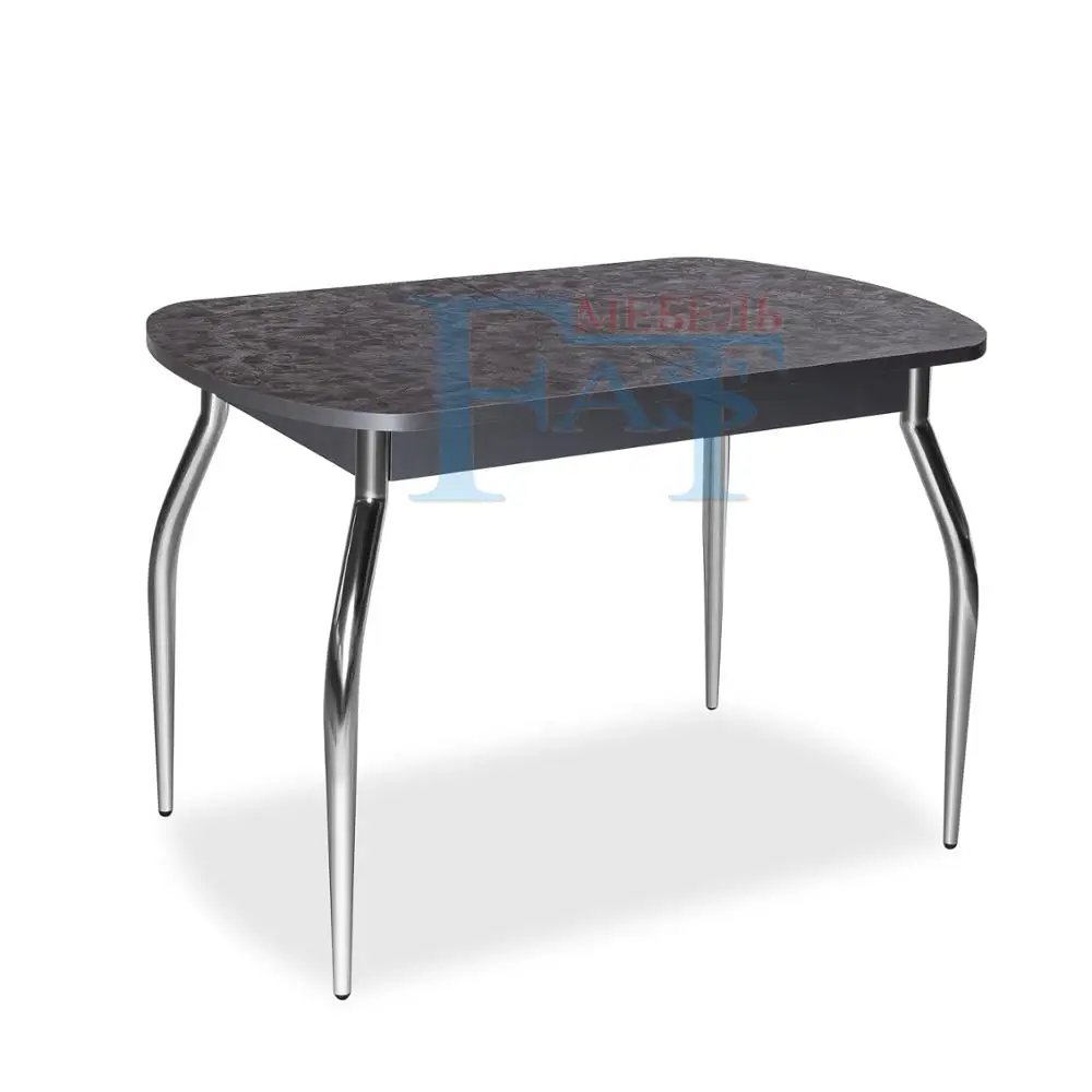 Выдвижной обеденный стол MDF с хромированными ножками для кухни и столовой