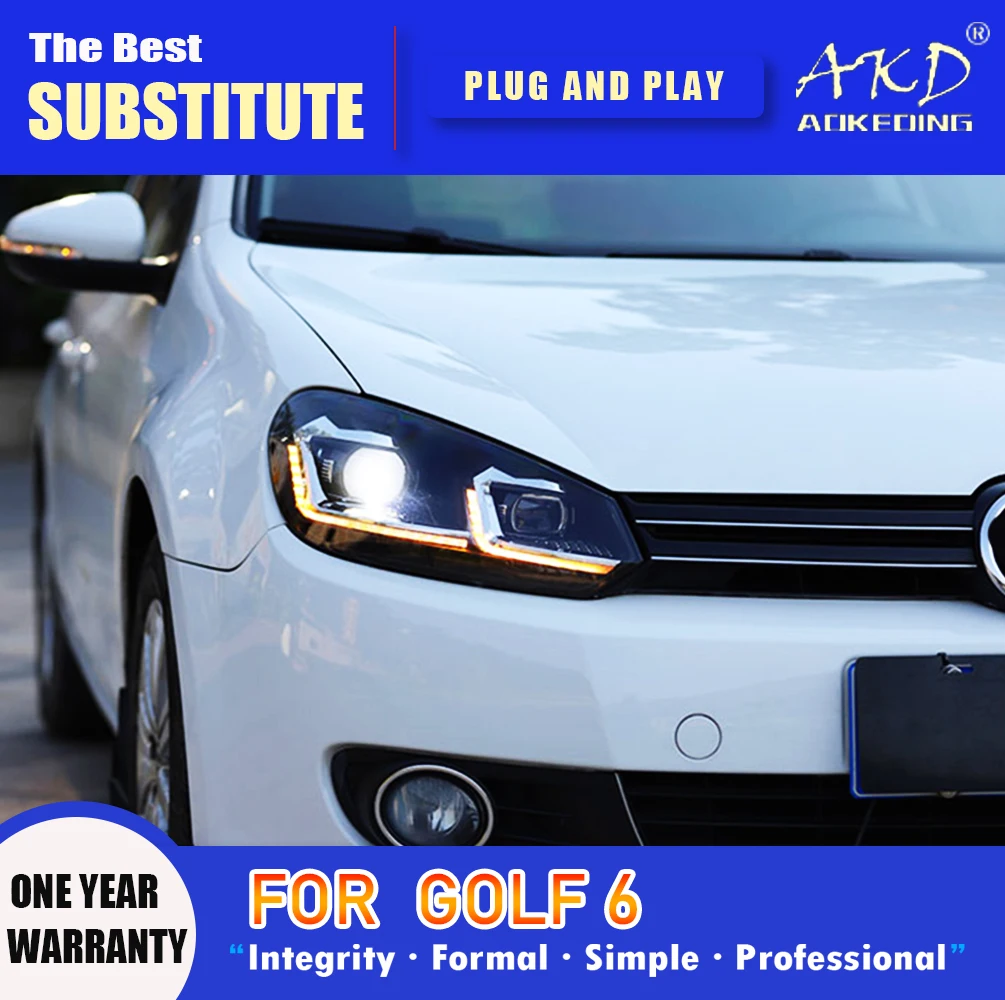Головная лампа AKD для VW Golf 6 светодиодный ные фары 2009-2012 DRL сигнал поворота дальний