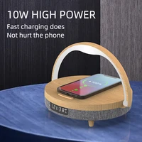 Multifunctional bluetooth speaker mobile phone wireless charger desktop audio stand night light music desk lamp time alarm clock