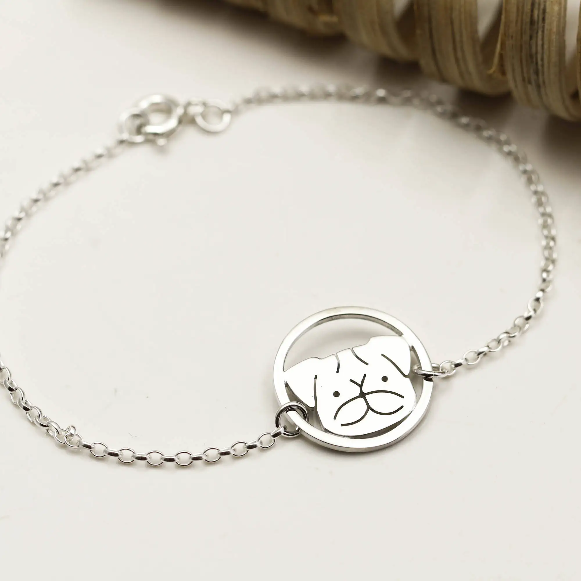 Браслет Мопс собака животное ювелирные изделия подарок для любимой женщины