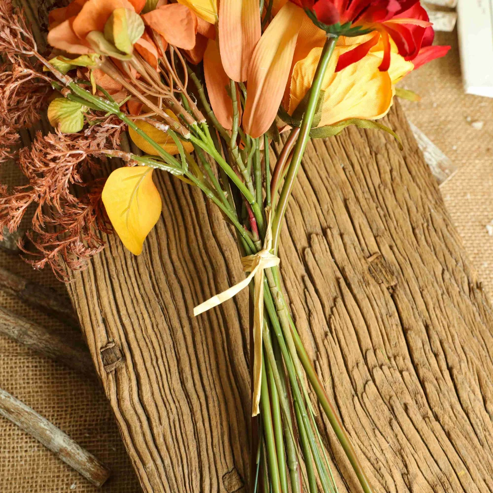 

1 bunch of artificial flowers in autumn color system wedding decoration home living room sofa decoration stage decoration