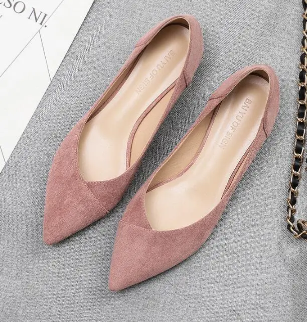 

Womens Shoes Work Slip On Mid Heels Pointed Toe OL Vogue Pump Office Loafer