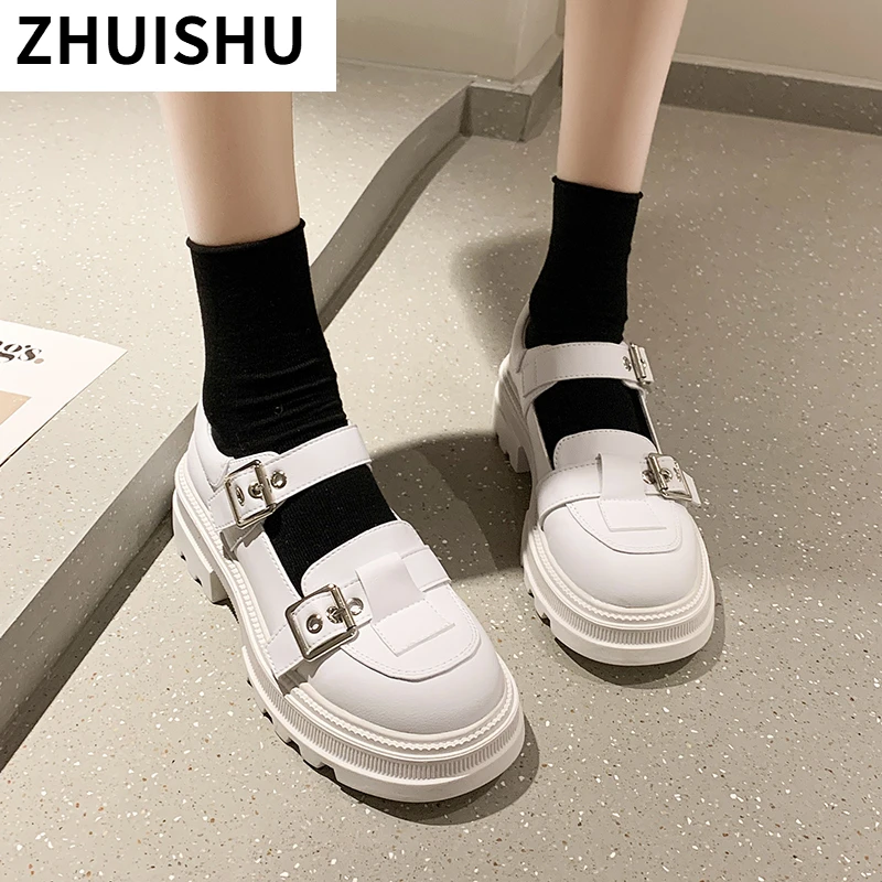 

Lolita Shoes Patent Leather Mary Janes Shoes 2021 New Women Round Head Platform Shoes Comfortable Buckle Casual Women's Shoes