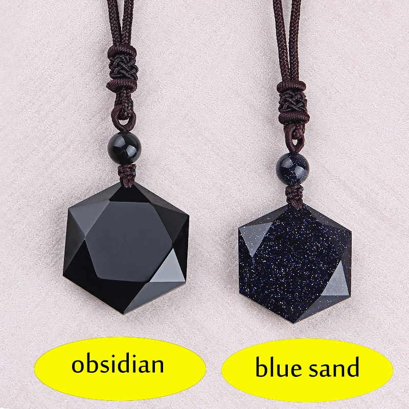 Прямая поставка Obsidian Six Awn звезда Подвеска ожерельлье Голубой песок из шести