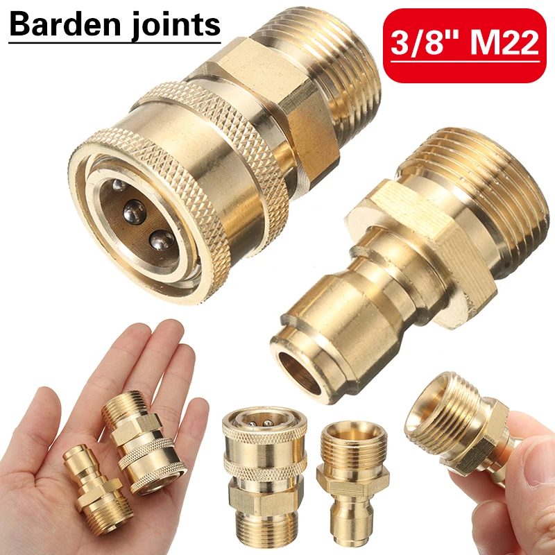 

High Quality Brass M22 M24 Thread Hose Water tube Connector Tap Snap Adaptor Fitting Pressure Car Washer Quick Release Adapter