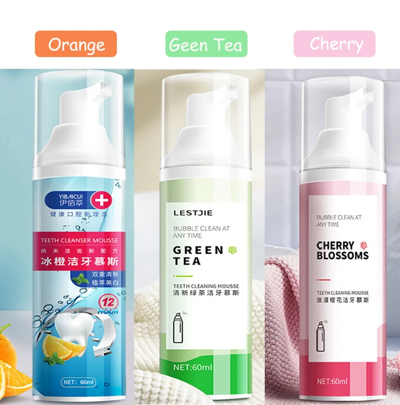60 мл пенная зубная паста для удаления пятен отбеливание зубов мусс средство