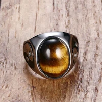 new retro oval cats eye stone inlaid ring mens ring bohemian crystal inlaid yin and yang figure ring accessories party jewelry