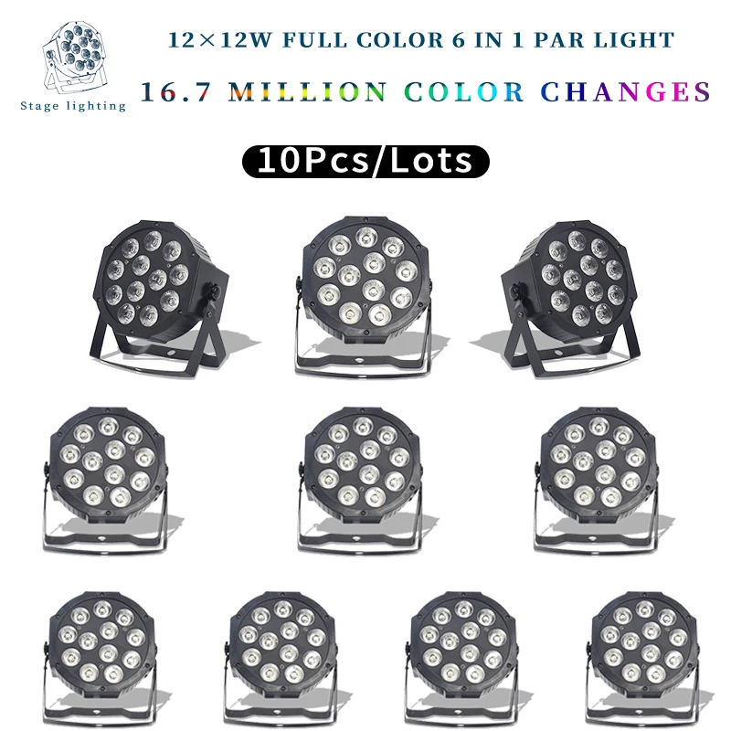 

10pcs/lots 12x12w Remote flat par led Flat White Led Par Light 12*12W Smooth RGBW Color Mixing DMX 4/8 Channels Stage Wash