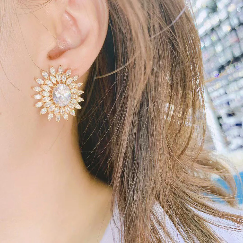 HIBRIDE Fashion Stud Earrings for Women Round Shape Multicolor Bridal Weeding Accessories boucles d oreille femme E-567 | Украшения и