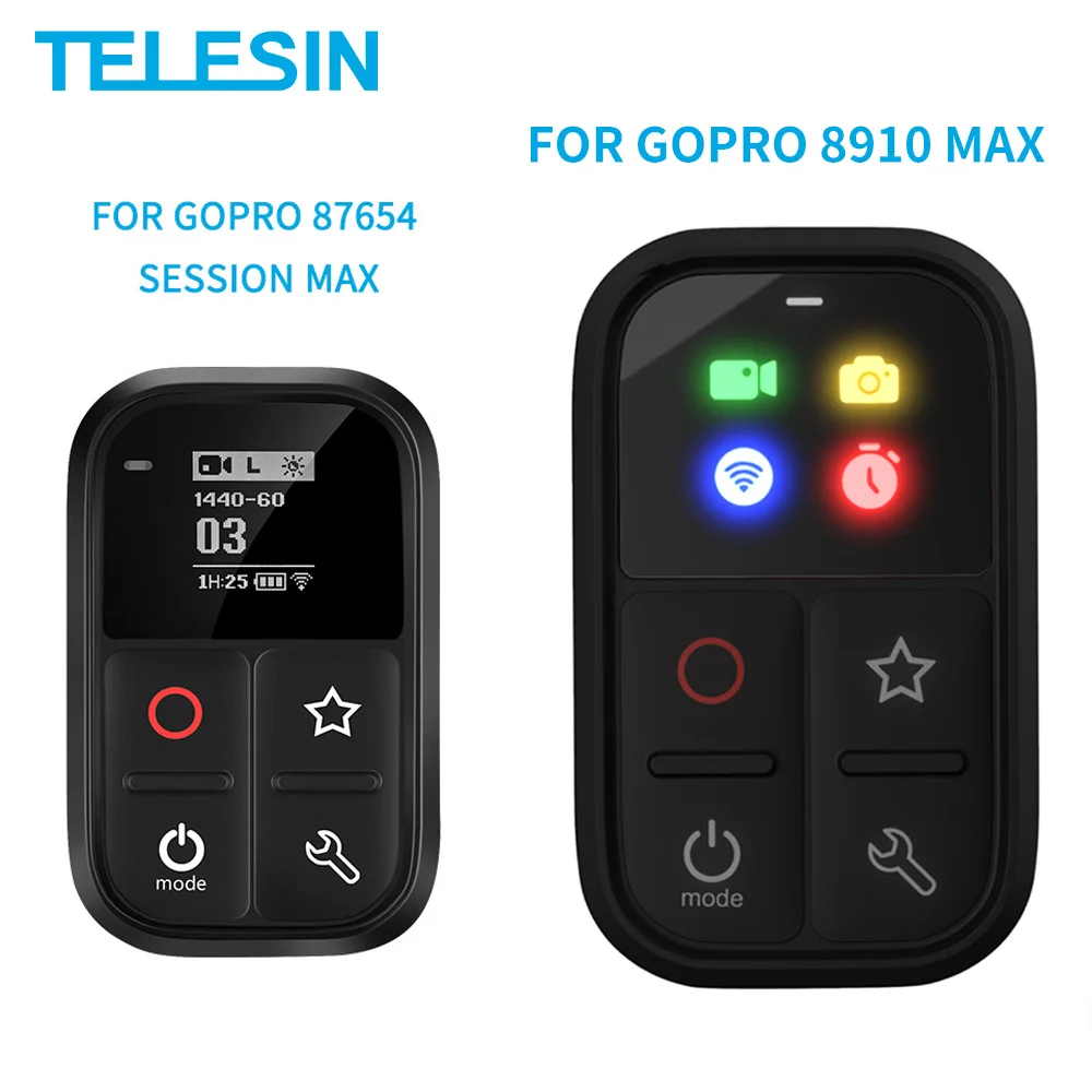 

TELESIN 80M Wifi Remote Control Self-luminous OLED Screen With Set Shortcut Key For GoPro Hero 10 9 8 7 6 5 4 Session GoPro Max