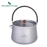 boundless voyage 800ml titanium jug lightweight tea pot outdoor camping water kettle with filter anti scalding handle lid