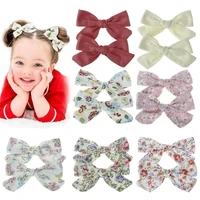 2 pcslot new bow bb hair clips headwear print flower bohemian style for lovely baby girls children cute cotton hair accessories