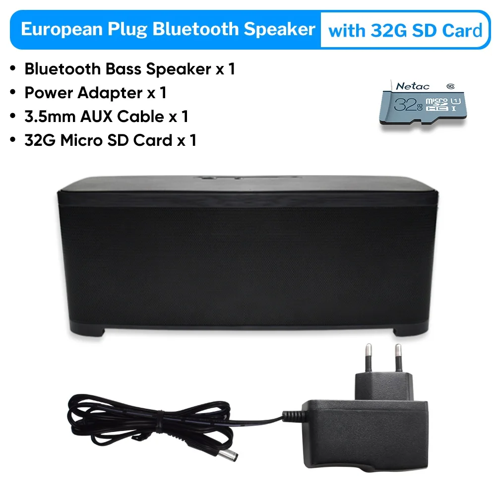 EU plug and 32G Card Бас мощный Bluetooth динамик домашняя беспроводная стерео звуковая система 2,1 канал колонка с сабвуфером для компьютера ноутбука ПК - Цвет: EU plug and 32G Card