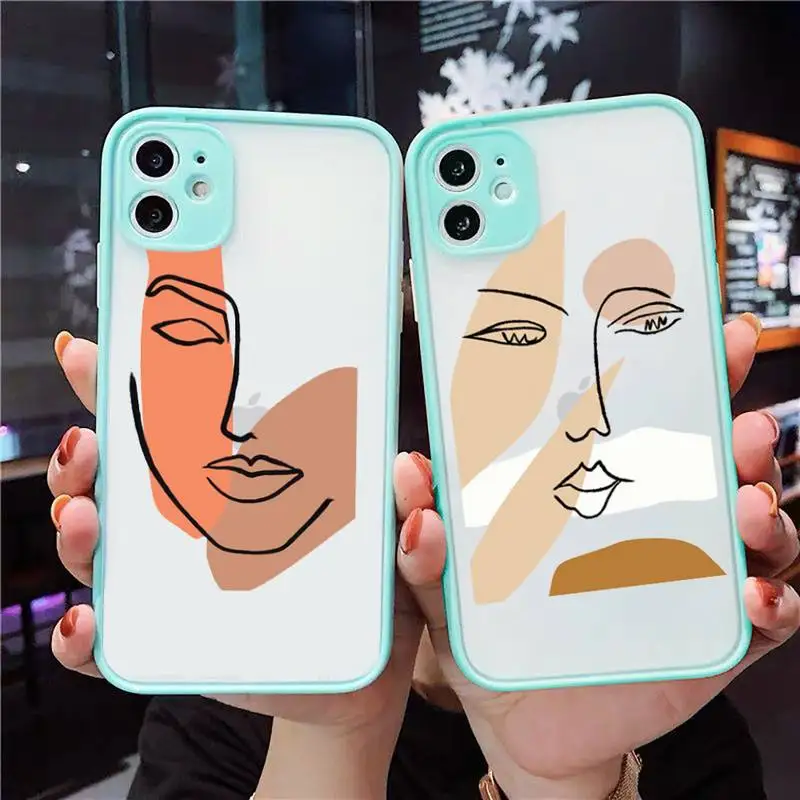 

Art Retro Abstract Geometry Phone Cases Matte Transparent for iPhone 7 8 11 12 s mini pro X XS XR MAX Plus cover funda