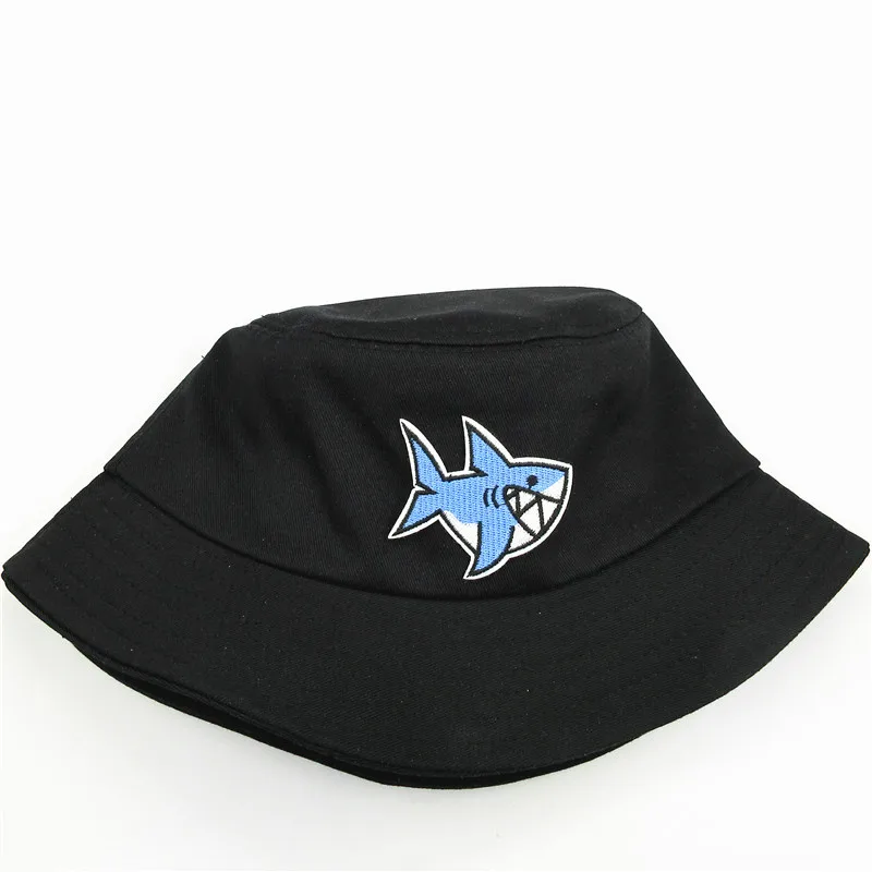LDSLYJR мультяшная вышитая Акула хлопковая Панама шляпа рыбака уличная дорожная от