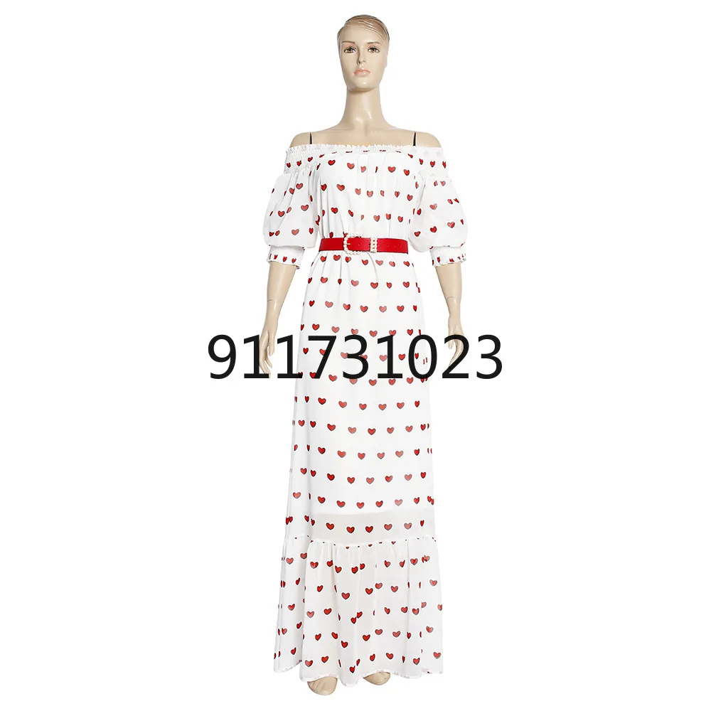 African Dresses for Women Summer Sexy Short Sleeve Printing Long Dress Boubou | Тематическая одежда и униформа