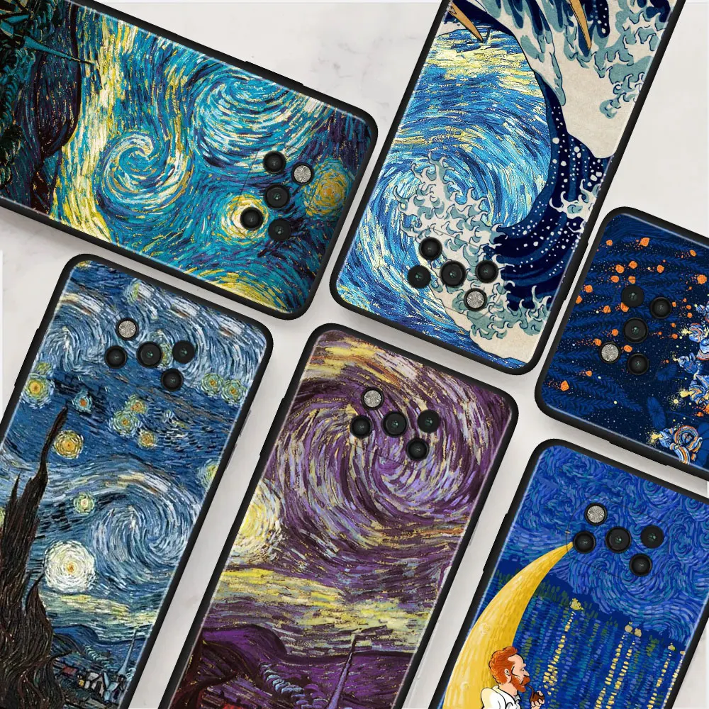 

Paintings Starry Night Van Gogh Silicone Soft Pnone Case For Xiaomi Mi Poco X3 NFC Pocophone F1 M3 Pro 5G F3 Back Cover Shell