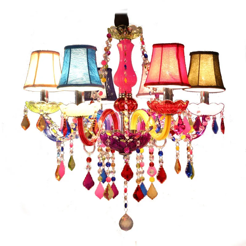 Lámparas de araña de cristal coloridas modernas, candelabro de cristal romántico, candelabro de cocina moderno